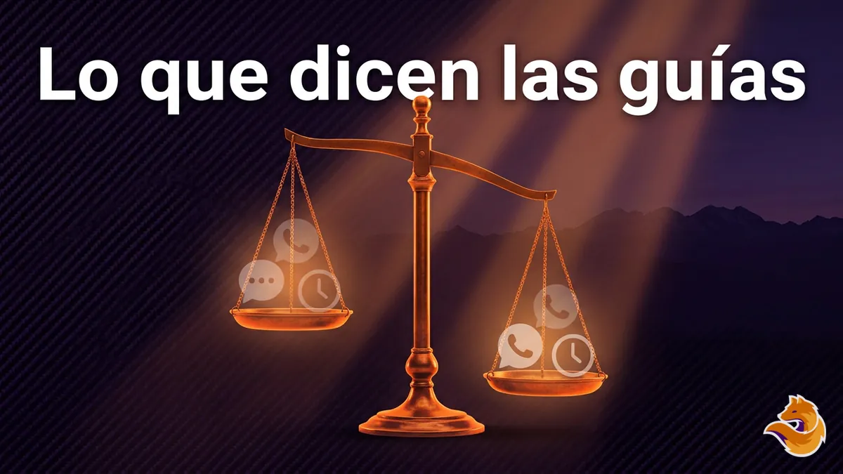 Balanza que compara lo que dicen las guías sobre chat, teléfono y WhatsApp de LatamWin frente al sitio oficial