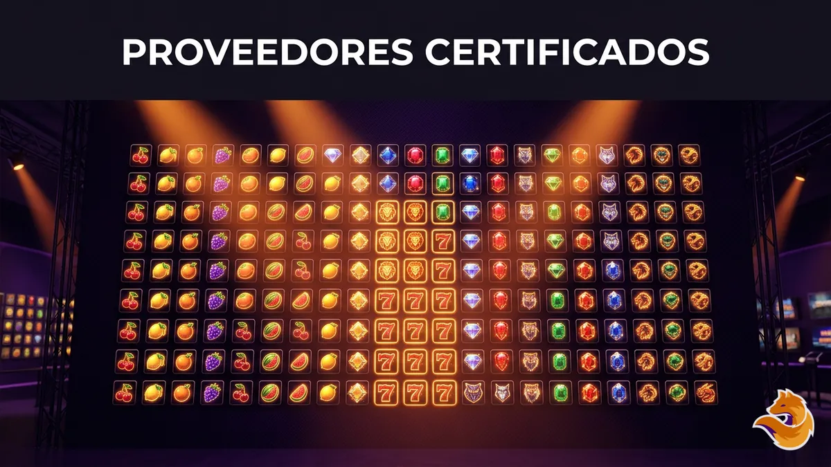 Vitrina de proveedores de tragamonedas certificados por LatamWin Chile en formato de mosaico