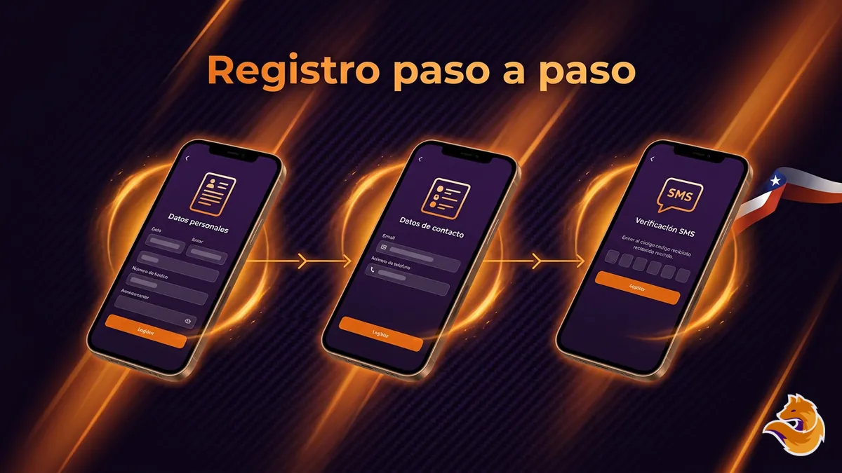 Secuencia de tres pantallas mostrando el registro paso a paso en LatamWin Chile