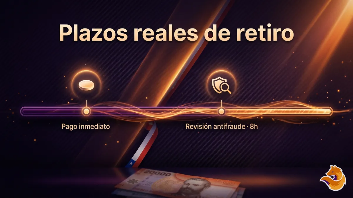 Línea de tiempo con los plazos de pago y revisión antifraude para retiros en LatamWin Chile