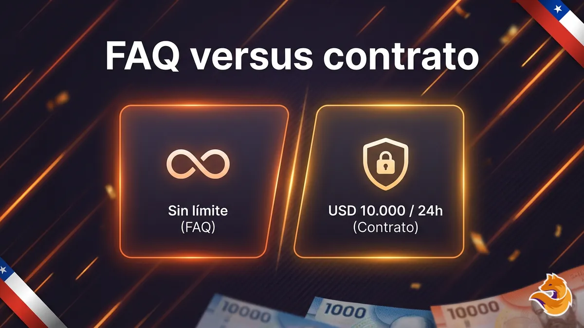 Comparación entre el límite de retiro según el FAQ y el contrato de LatamWin Chile
